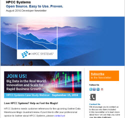 HPCC Systems August 2016 Developer Newsletter