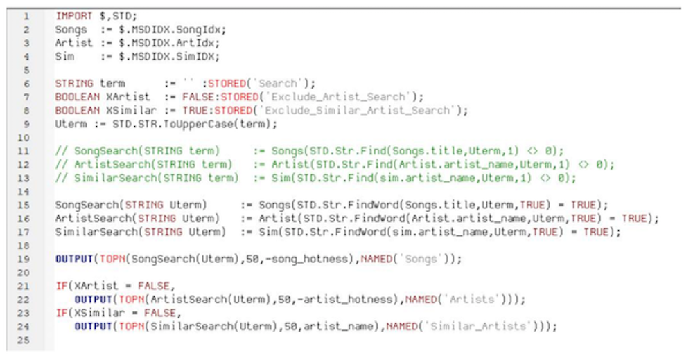 Image of Hybrid Search Song Service ECL Code