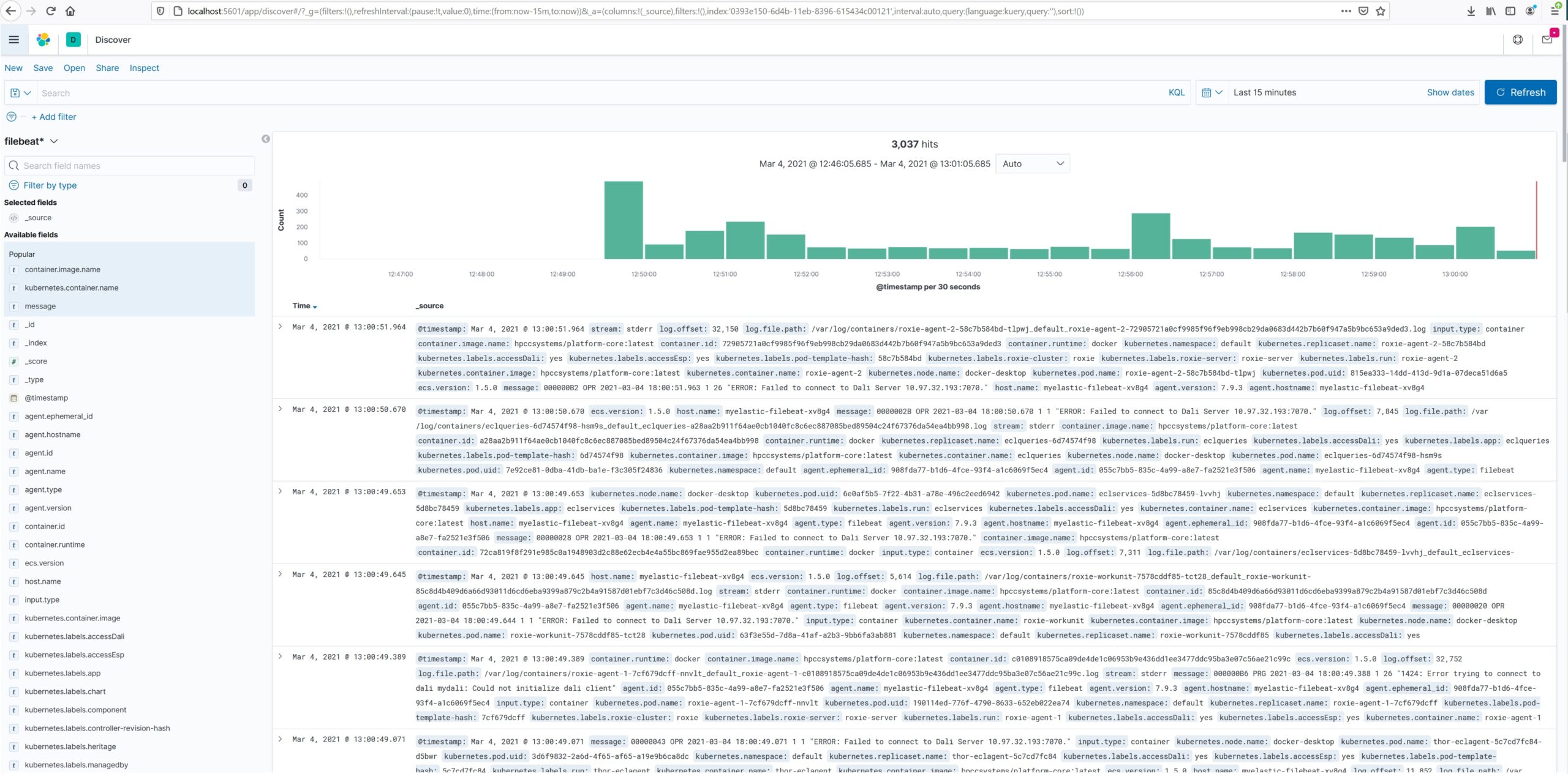 Screenshot showing how to discover log data