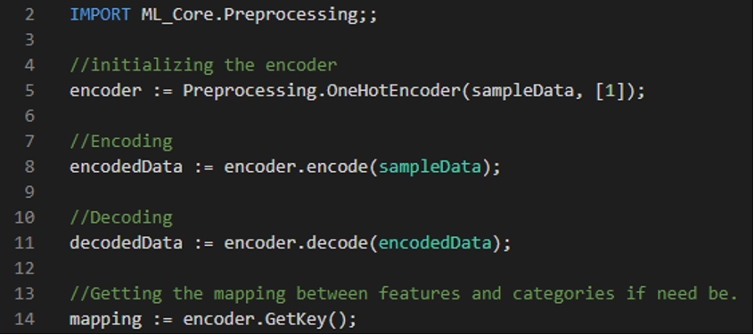 Example showing ECL code using the OneHotEncoder