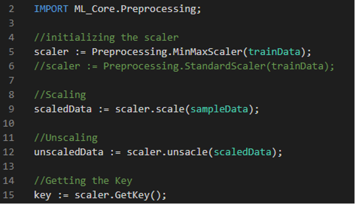 Example code showing the ECL using the scaling modules